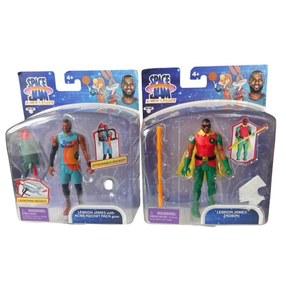 Lot of 2 Space Jam A New Legacy: LEBRON JAMES Robin Rocket Pack Figures - Picture 1 of 2